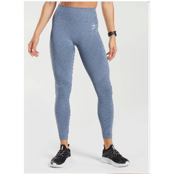 Gymshark Vital Seamless 2.0 Evening Blue Marl 7/8 Length Leggings Size Small - Picture 2 of 10